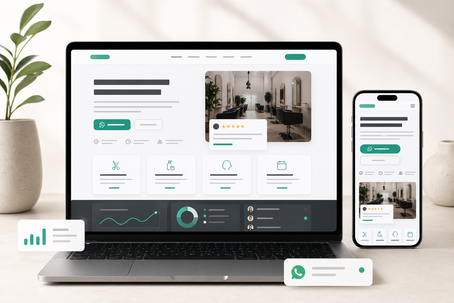 Mockup de landing page moderna em notebook e celular